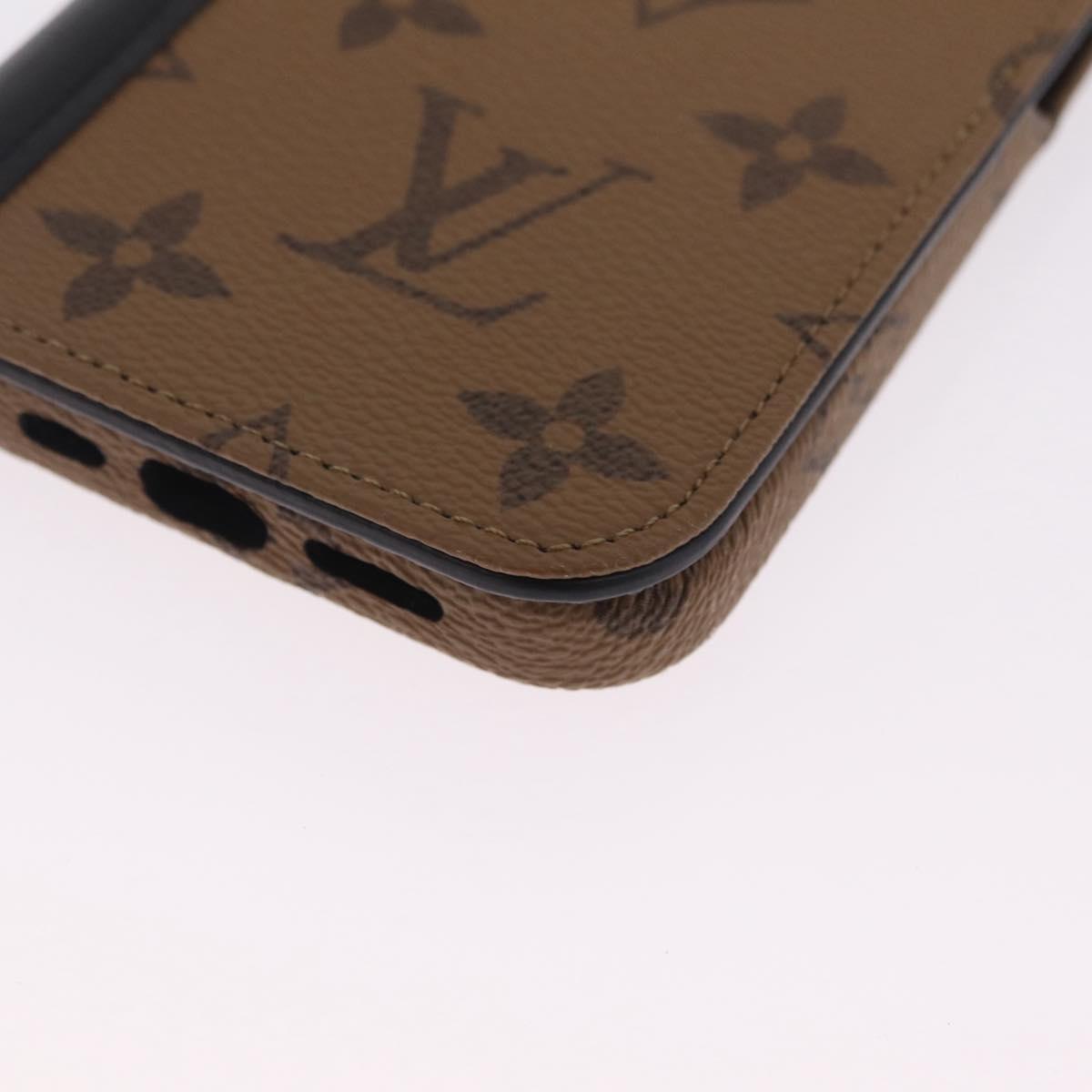 LOUIS VUITTON Reverse IPhone 15 Pro Folio Cell Phone Case M82892 LV Auth RV053