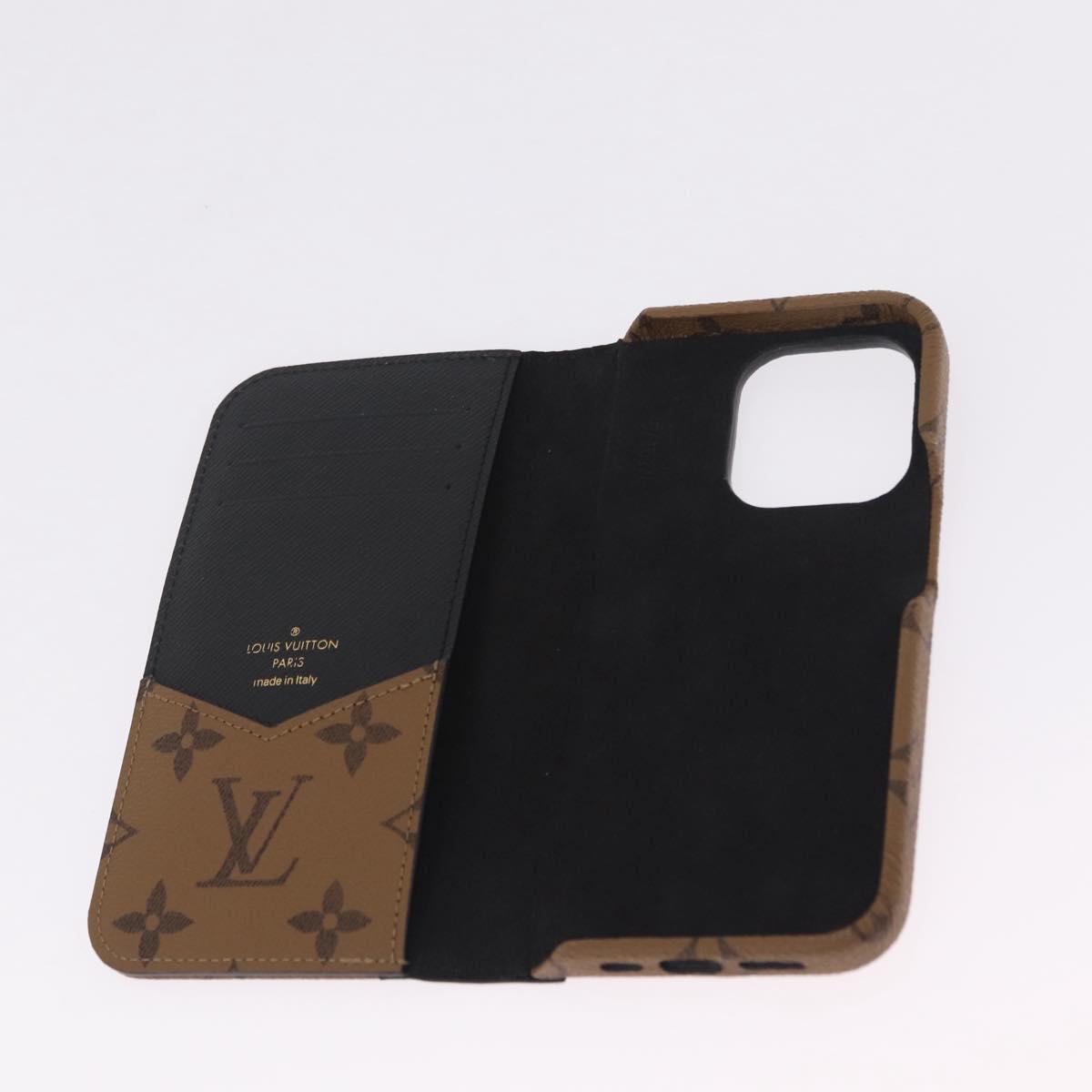 LOUIS VUITTON Reverse IPhone 15 Pro Folio Cell Phone Case M82892 LV Auth RV053