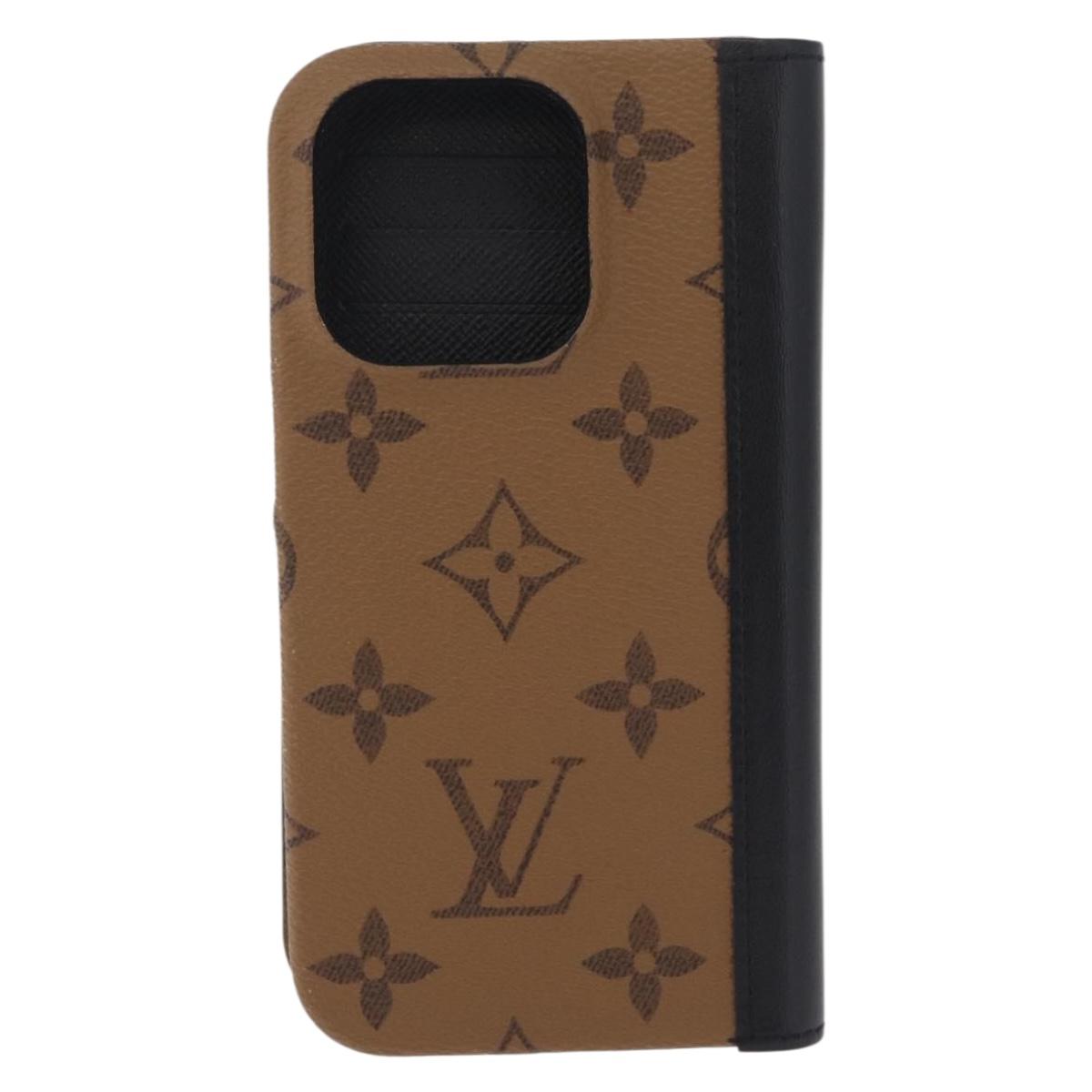 LOUIS VUITTON Reverse IPhone 15 Pro Folio Cell Phone Case M82892 LV Auth RV053