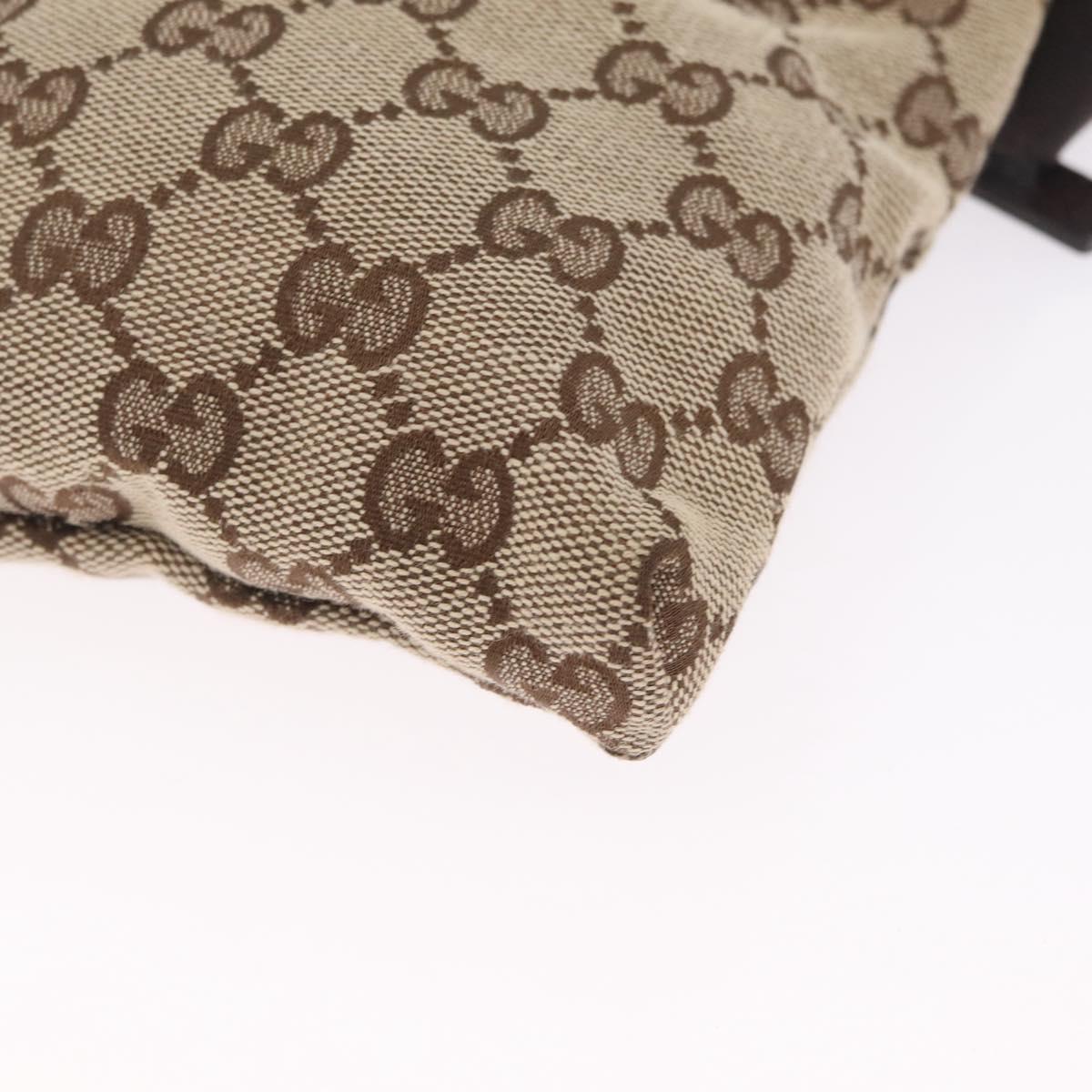 GUCCI GG Canvas Waist Bag Beige Silver 28566 Auth RV064A
