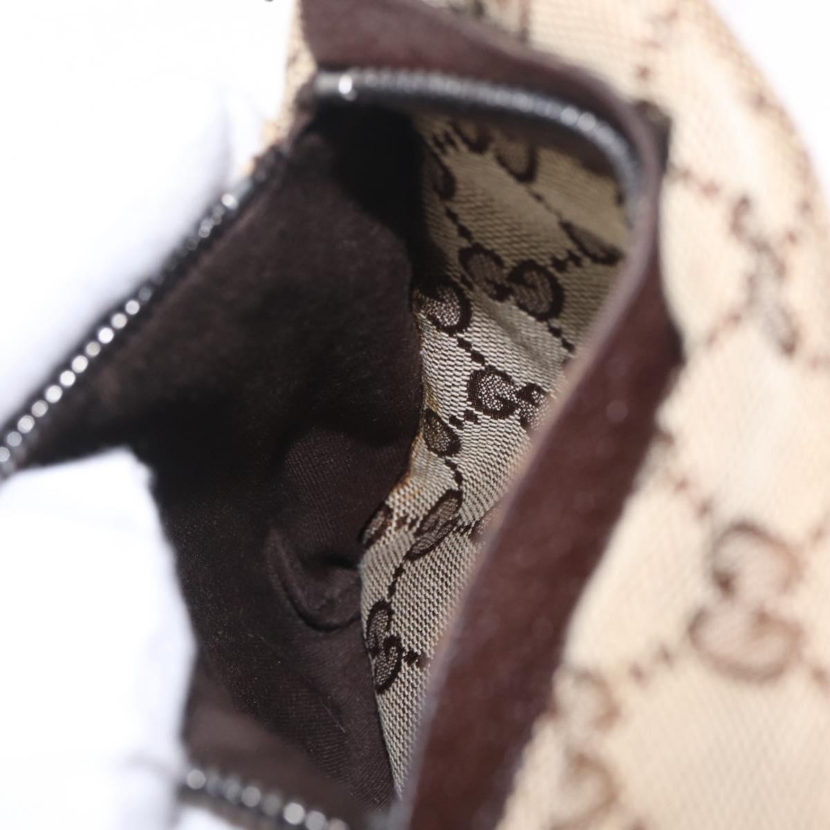 GUCCI GG Canvas Waist Bag Beige Silver 28566 Auth RV064A