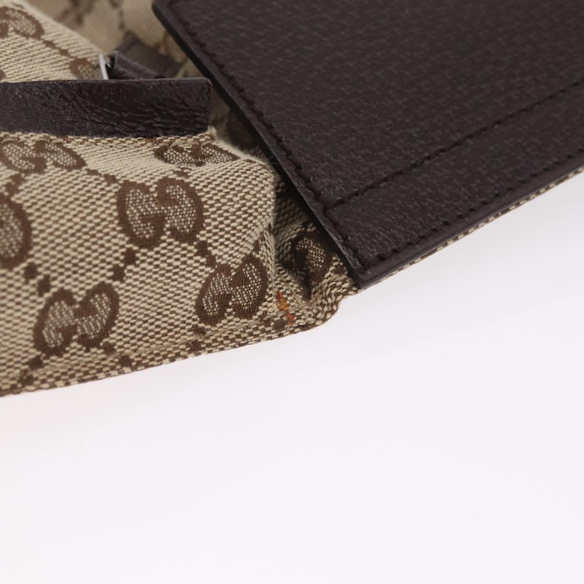 GUCCI GG Canvas Waist Bag Beige Silver 28566 Auth RV064A