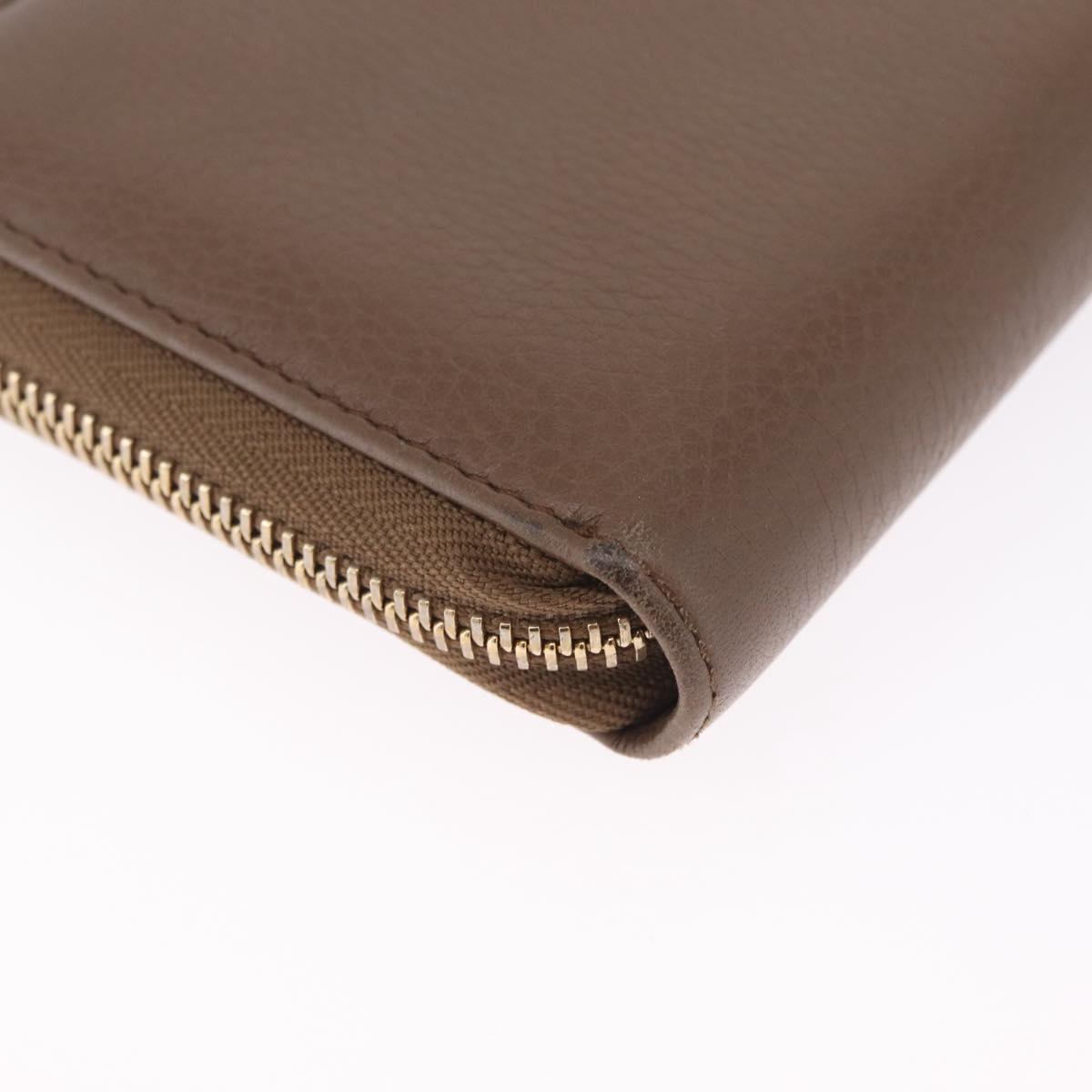 GUCCI Soho Interlocking Round Zip Wallet Leather Brown Gold 308004 Auth RV065