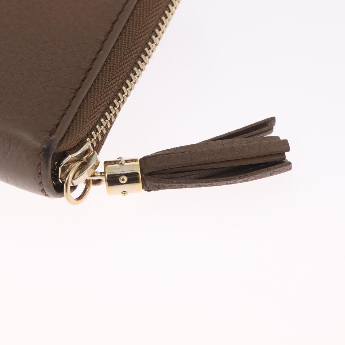 GUCCI Soho Interlocking Round Zip Wallet Leather Brown Gold 308004 Auth RV065