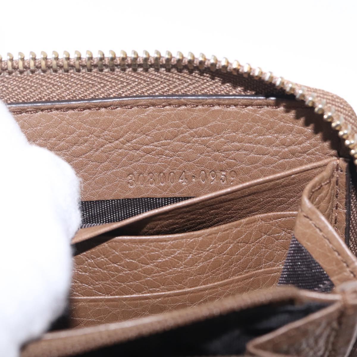 GUCCI Soho Interlocking Round Zip Wallet Leather Brown Gold 308004 Auth RV065
