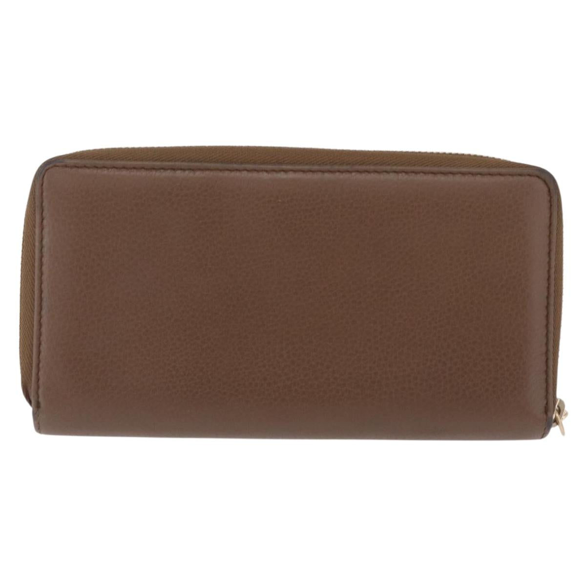 GUCCI Soho Interlocking Round Zip Wallet Leather Brown Gold 308004 Auth RV065