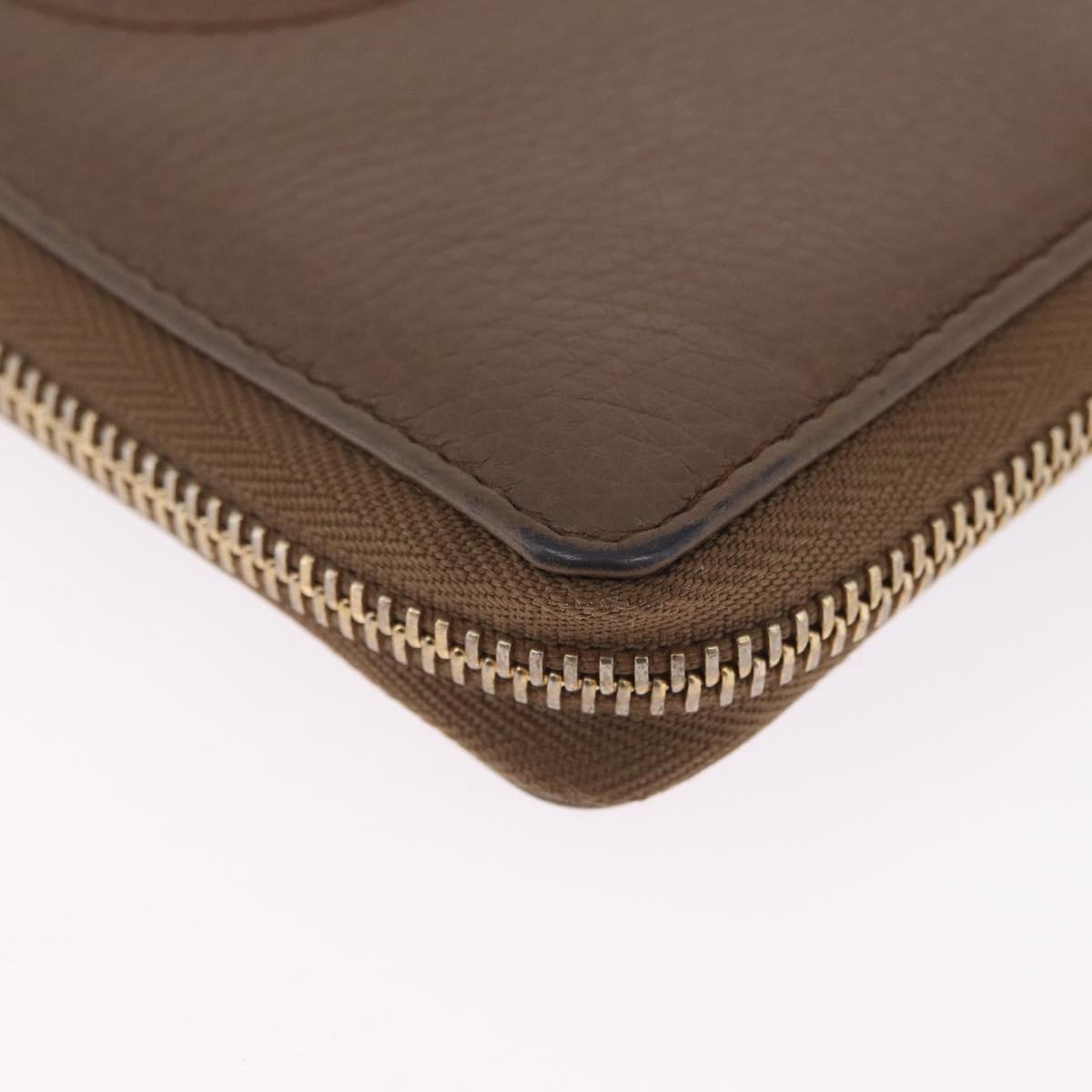 GUCCI Soho Interlocking Round Zip Wallet Leather Brown Gold 308004 Auth RV065