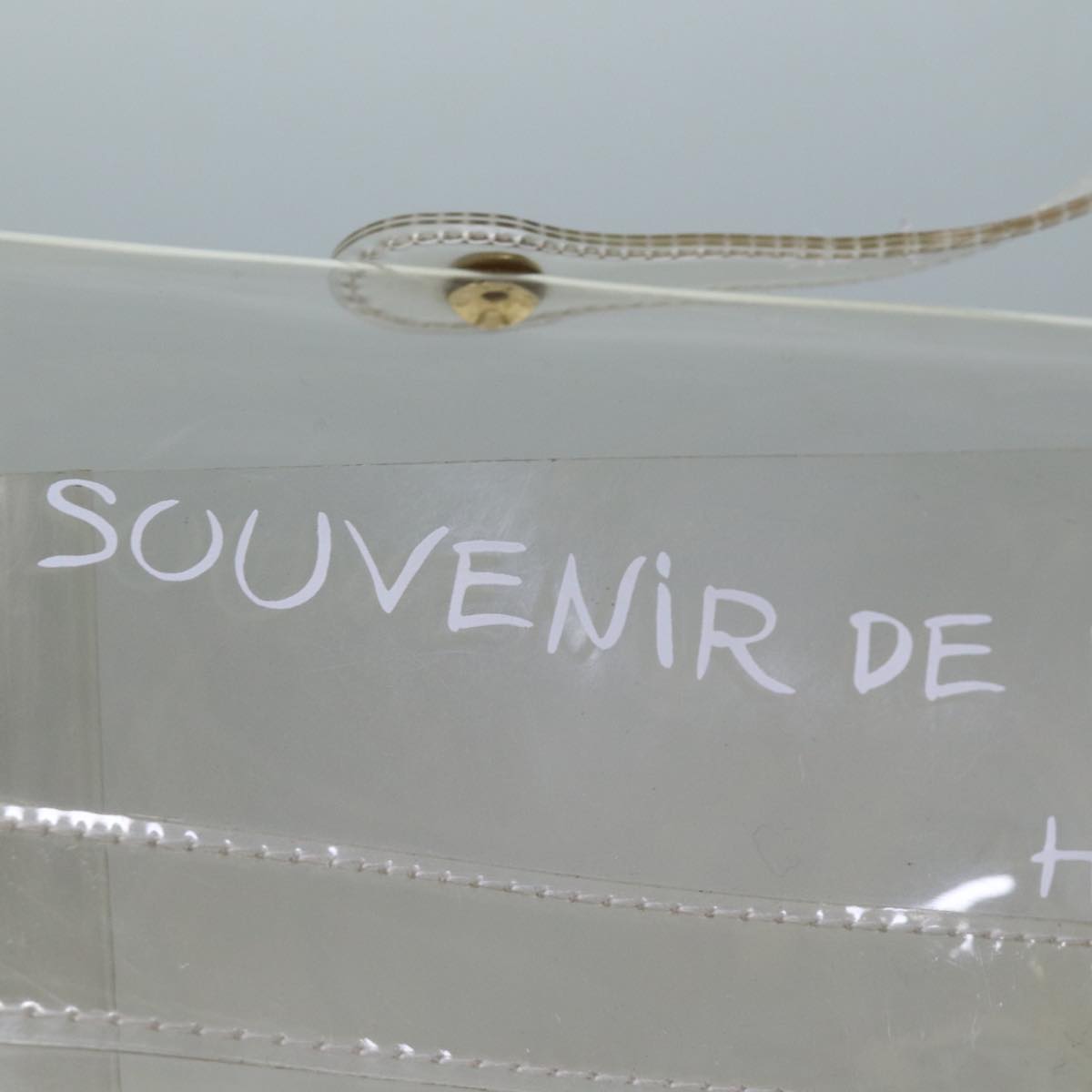 HERMES Vinyl Kelly Hand Bag Vinyl Clear Auth S1397