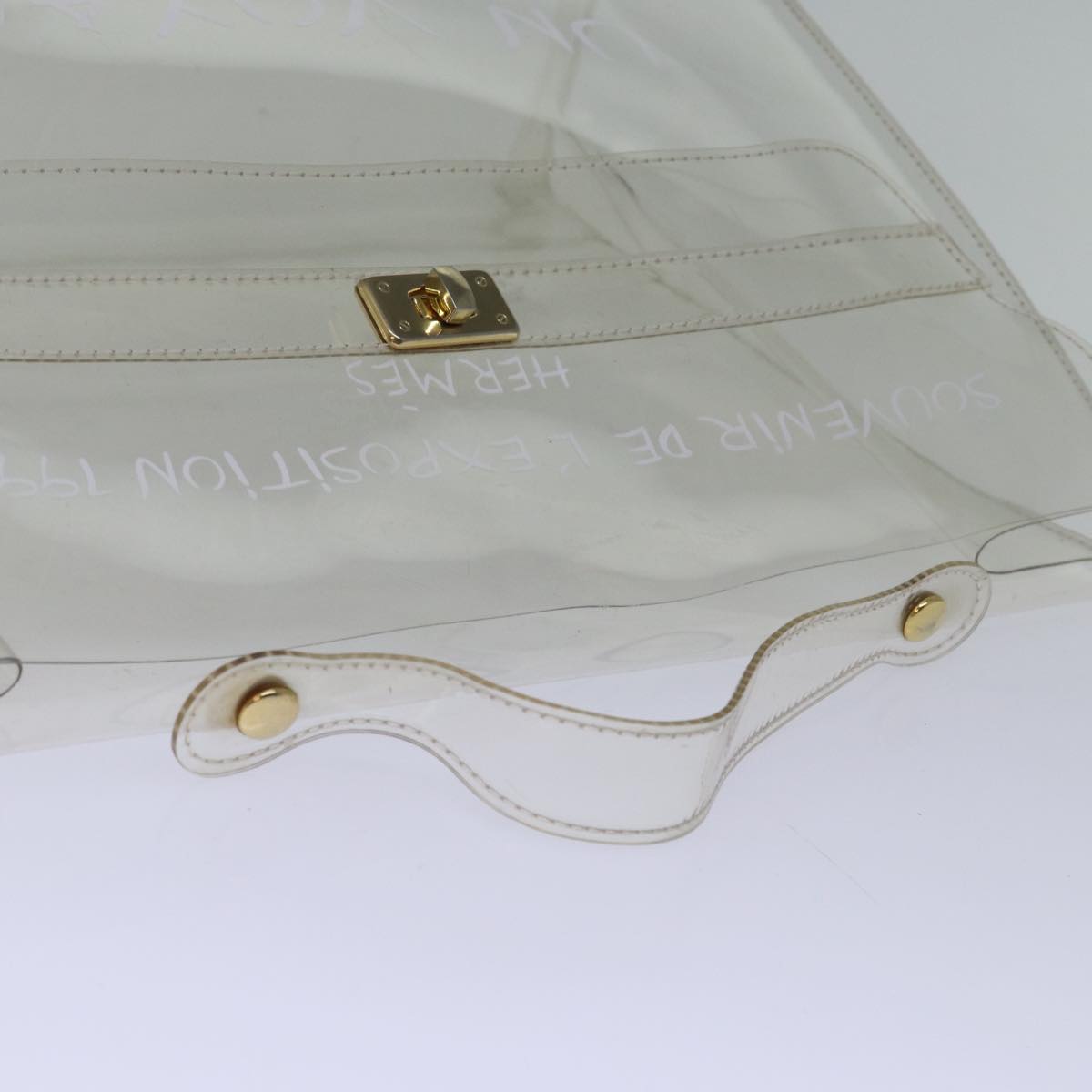 HERMES Vinyl Kelly Hand Bag Vinyl Clear Auth S1397