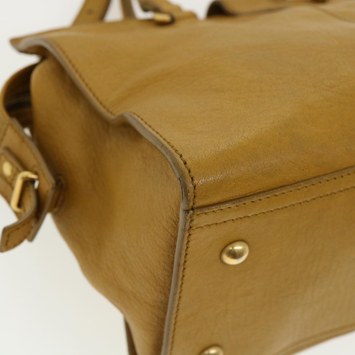 SAINT LAURENT Hand Bag Leather 2way Yellow Auth am1348s