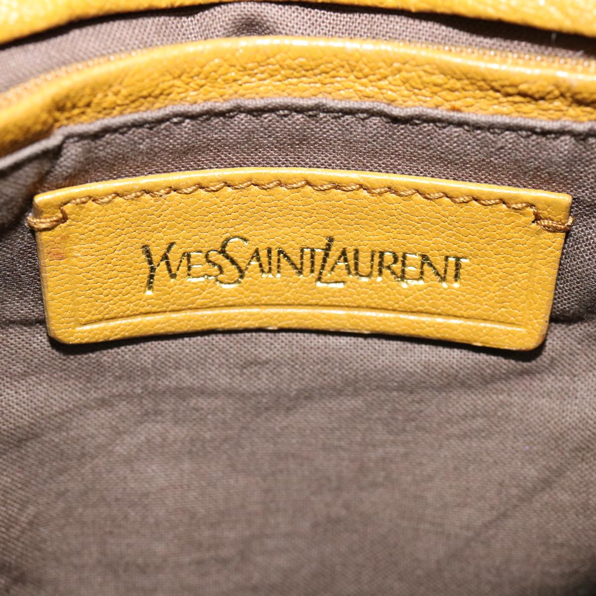 SAINT LAURENT Hand Bag Leather 2way Yellow Auth am1348s
