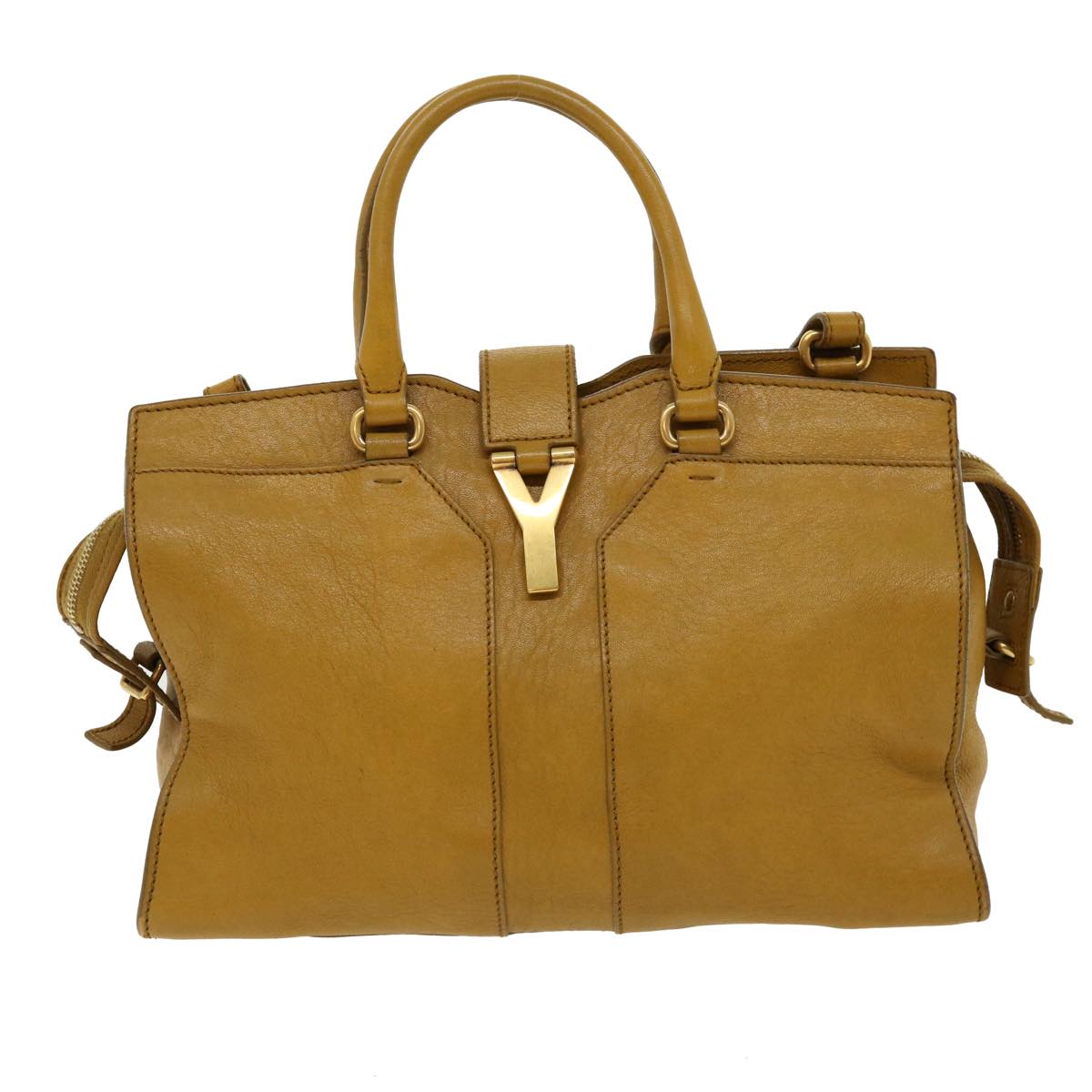 SAINT LAURENT Hand Bag Leather 2way Yellow Auth am1348s