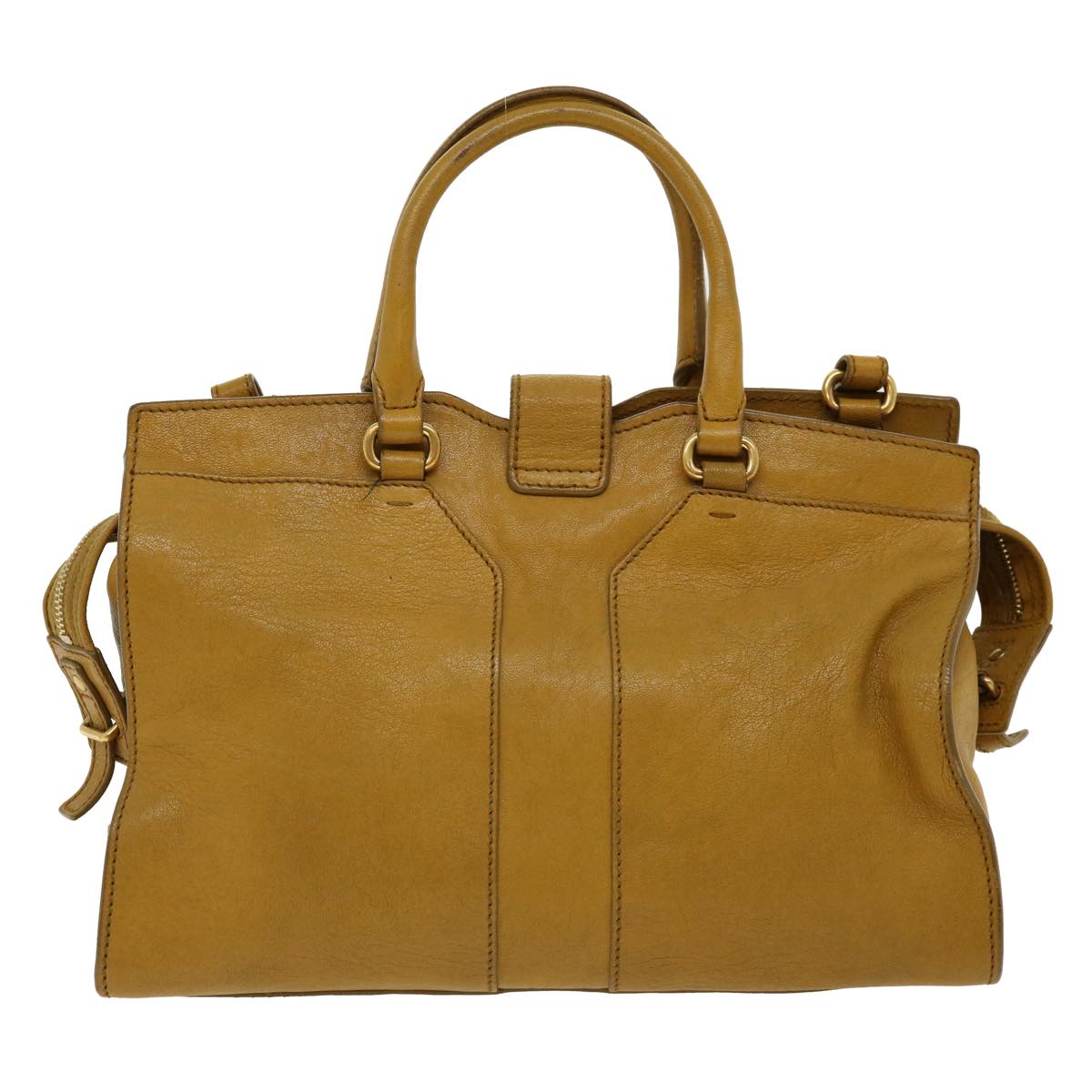 SAINT LAURENT Hand Bag Leather 2way Yellow Auth am1348s