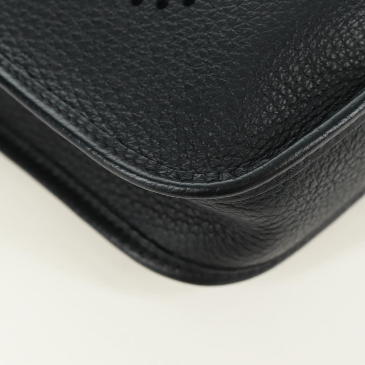 HERMES Evelyn TPM Shoulder Bag Taurillon Leather Black Silver Auth SK003SM