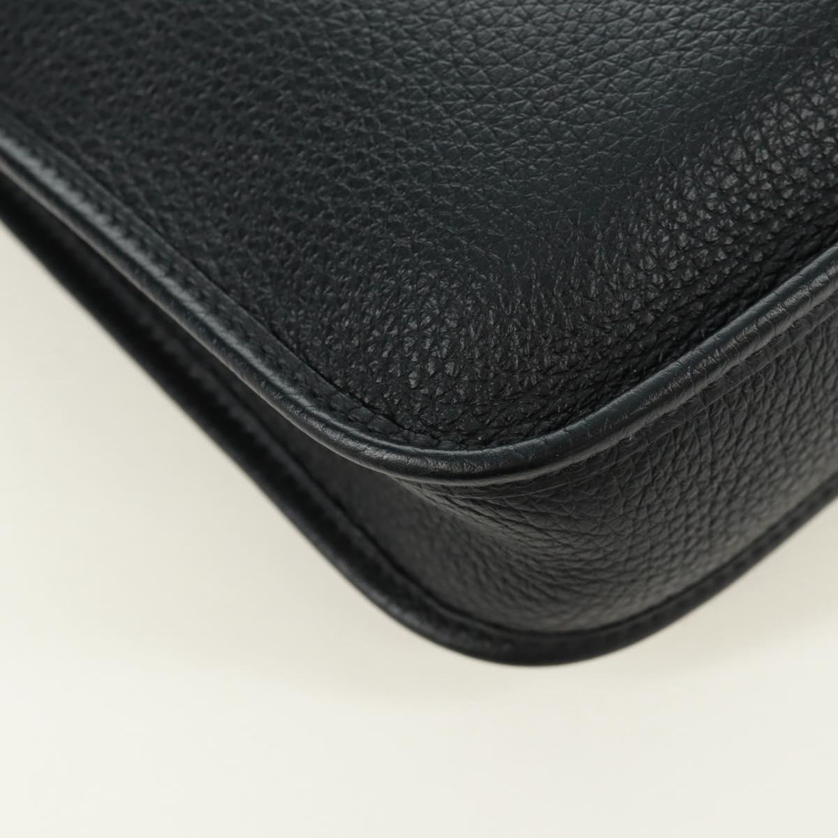 HERMES Evelyn TPM Shoulder Bag Taurillon Leather Black Silver Auth SK003SM