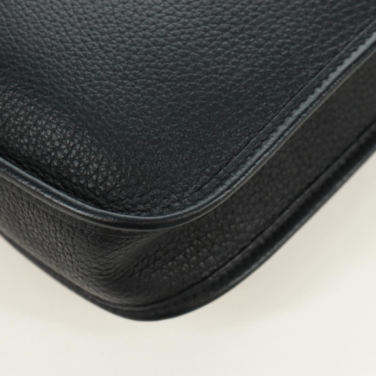 HERMES Evelyn TPM Shoulder Bag Taurillon Leather Black Silver Auth SK003SM