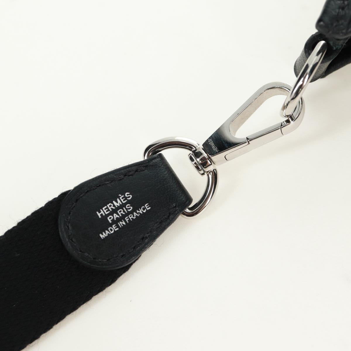 HERMES Evelyn TPM Shoulder Bag Taurillon Leather Black Silver Auth SK003SM