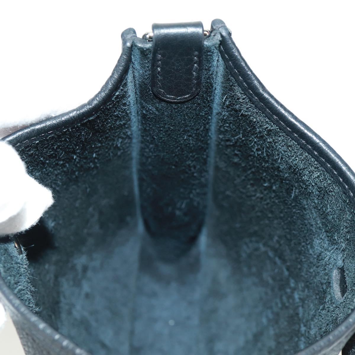 HERMES Evelyn TPM Shoulder Bag Taurillon Leather Black Silver Auth SK003SM