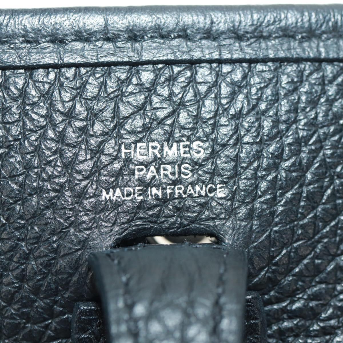 HERMES Evelyn TPM Shoulder Bag Taurillon Leather Black Silver Auth SK003SM