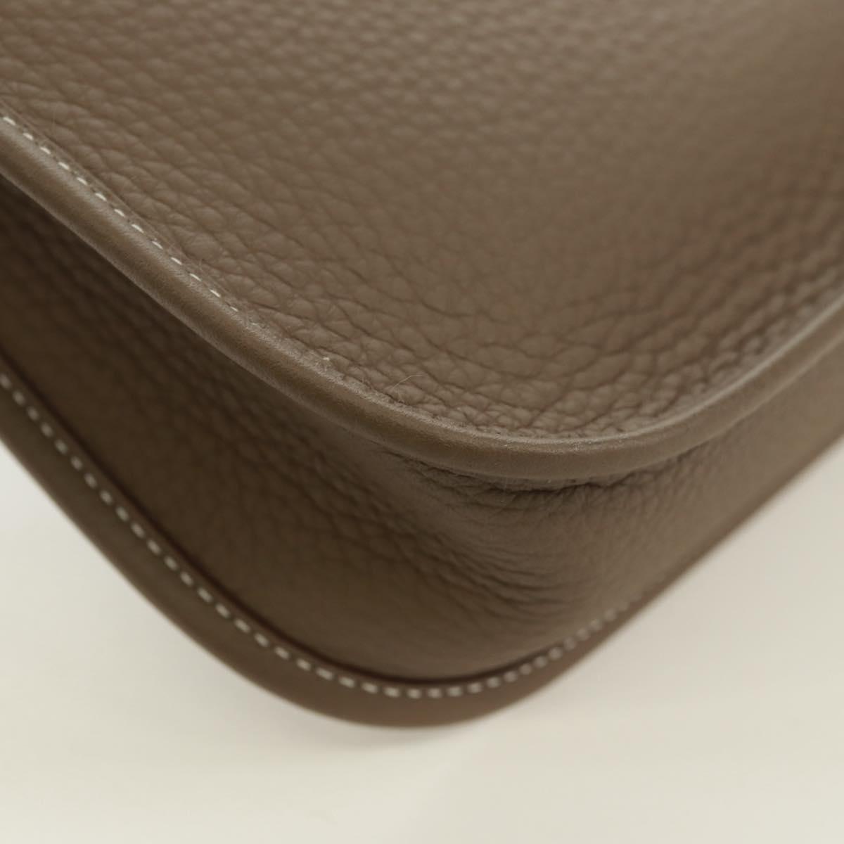 HERMES Evelyn TPM Amazon Bag Taurillon Leather Etoupe Silver Auth SK004SM