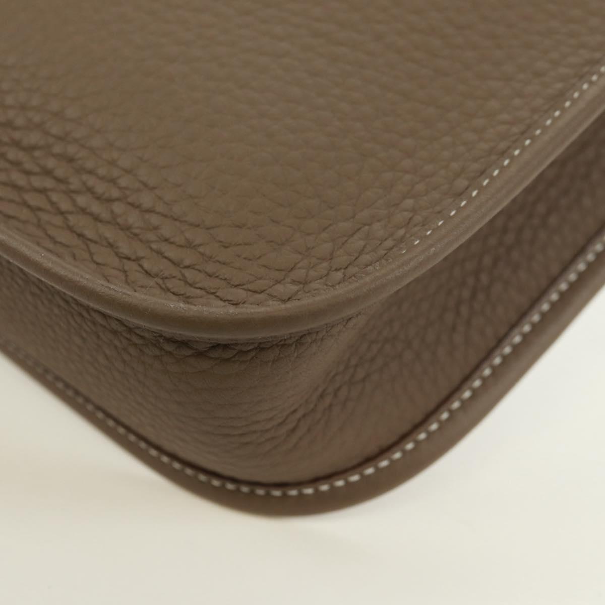 HERMES Evelyn TPM Amazon Bag Taurillon Leather Etoupe Silver Auth SK004SM