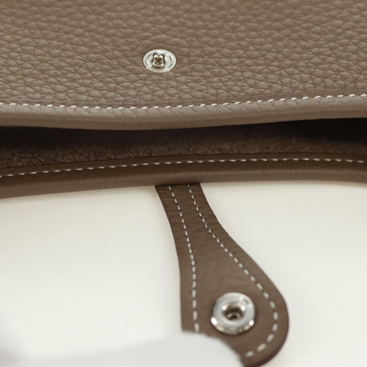 HERMES Evelyn TPM Amazon Bag Taurillon Leather Etoupe Silver Auth SK004SM