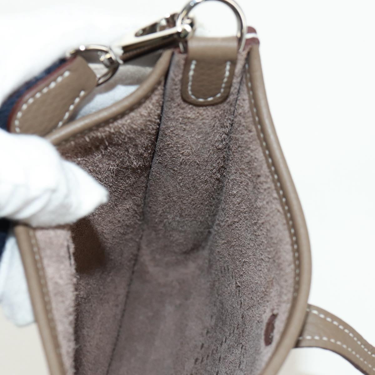 HERMES Evelyn TPM Amazon Bag Taurillon Leather Etoupe Silver Auth SK004SM