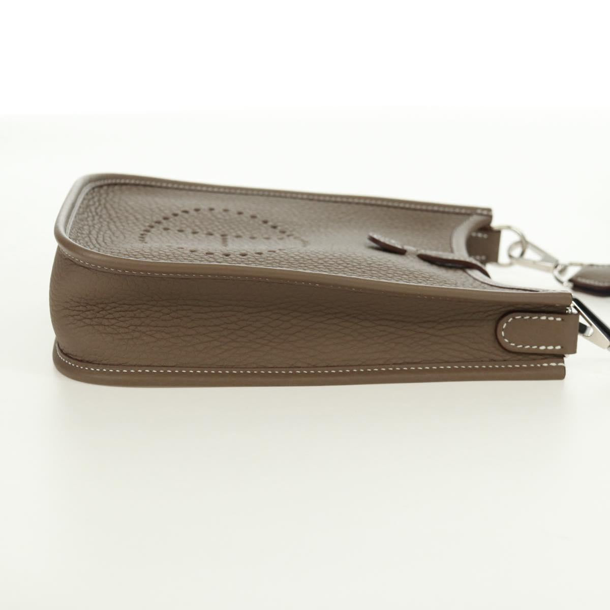 HERMES Evelyn TPM Amazon Bag Taurillon Leather Etoupe Silver Auth SK004SM