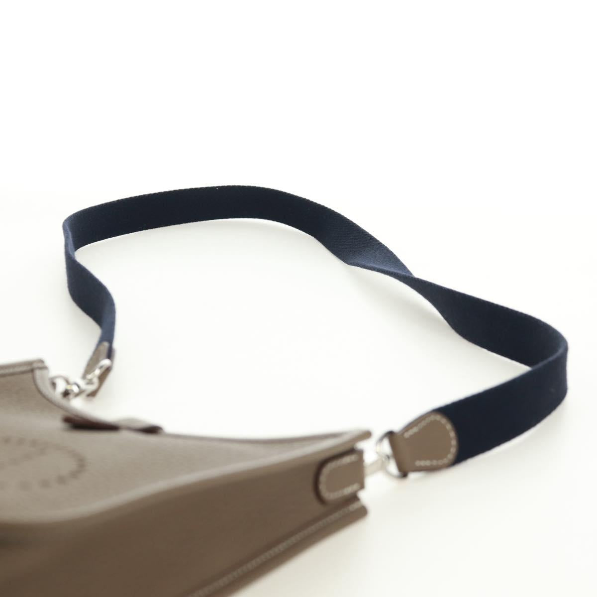 HERMES Evelyn TPM Amazon Bag Taurillon Leather Etoupe Silver Auth SK004SM