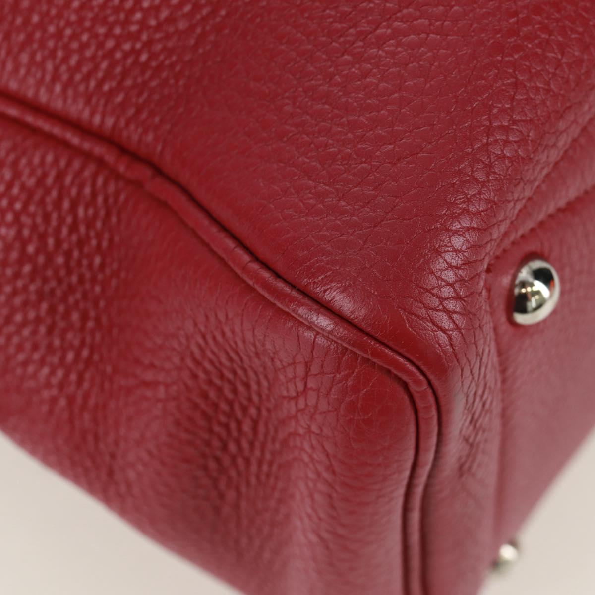 HERMES Victoria 35 Tosca Hand Bag Taurillon Leather Red Silver Auth SK005SM