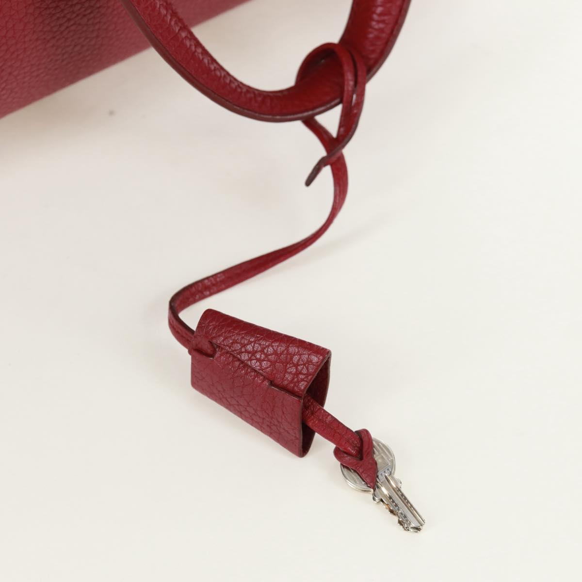 HERMES Victoria 35 Tosca Hand Bag Taurillon Leather Red Silver Auth SK005SM