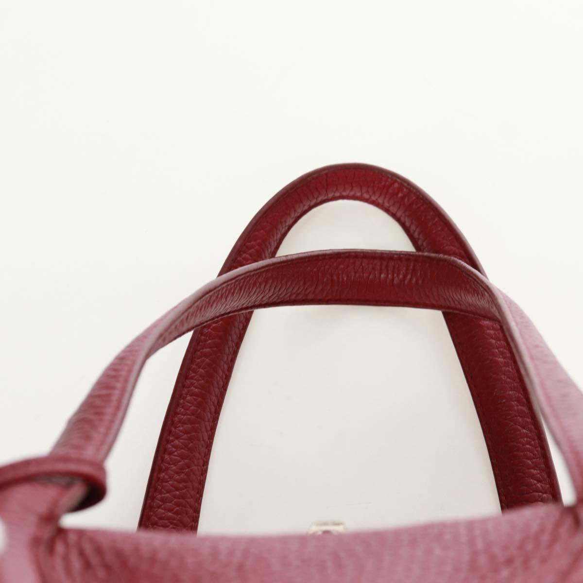 HERMES Victoria 35 Tosca Hand Bag Taurillon Leather Red Silver Auth SK005SM