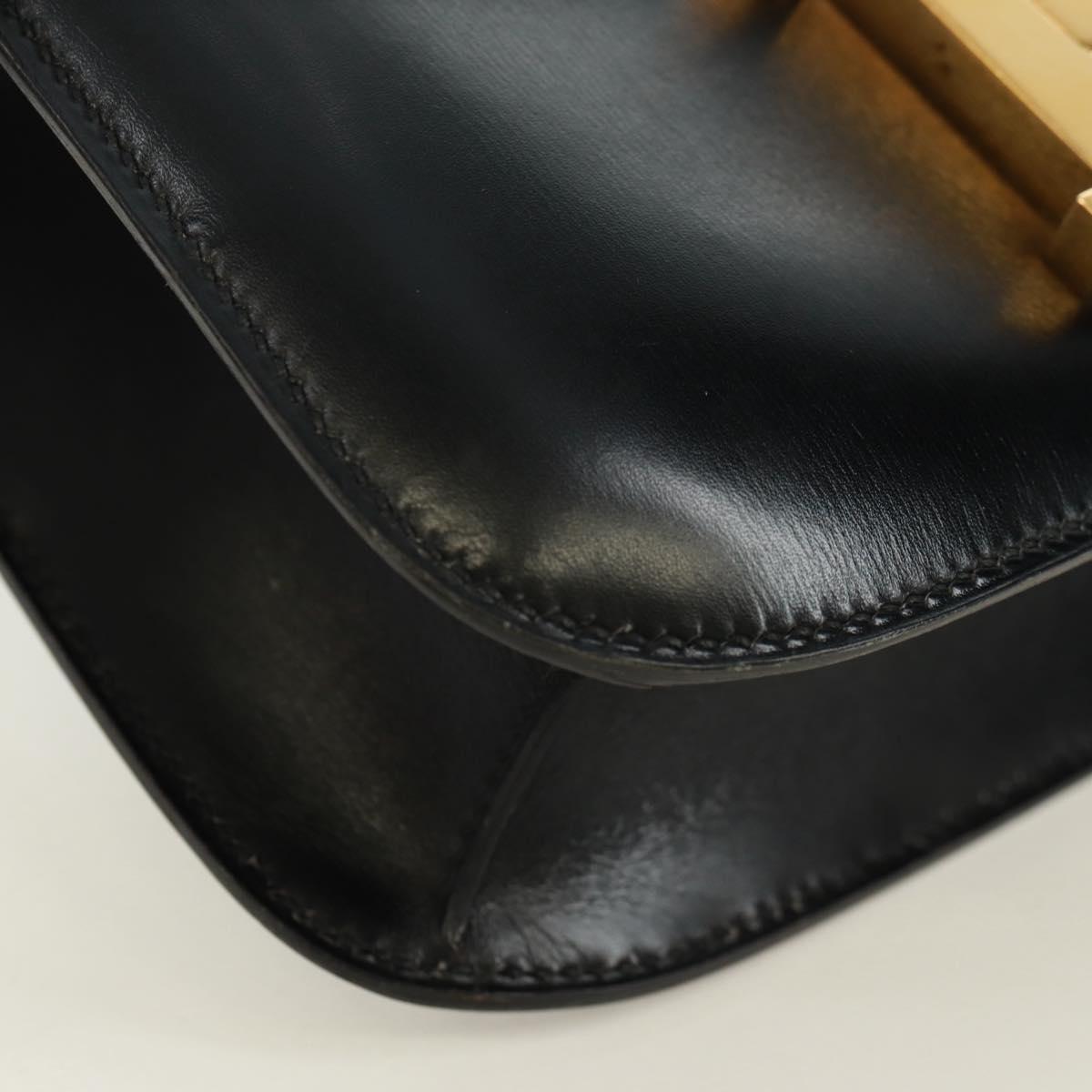 HERMES Constance 24 Shoulder Bag Bock Scarf Black Gold Auth SK006SM