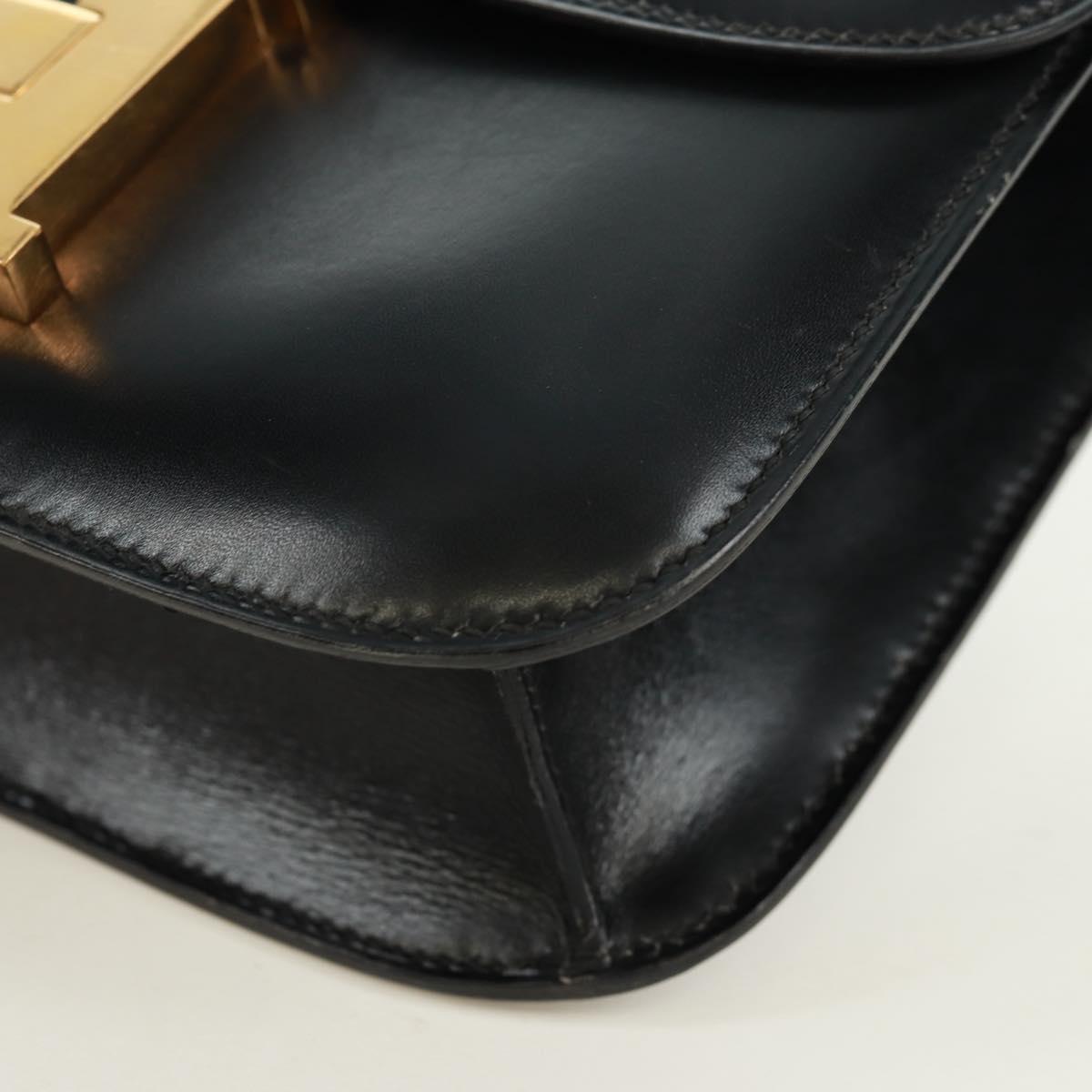 HERMES Constance 24 Shoulder Bag Bock Scarf Black Gold Auth SK006SM