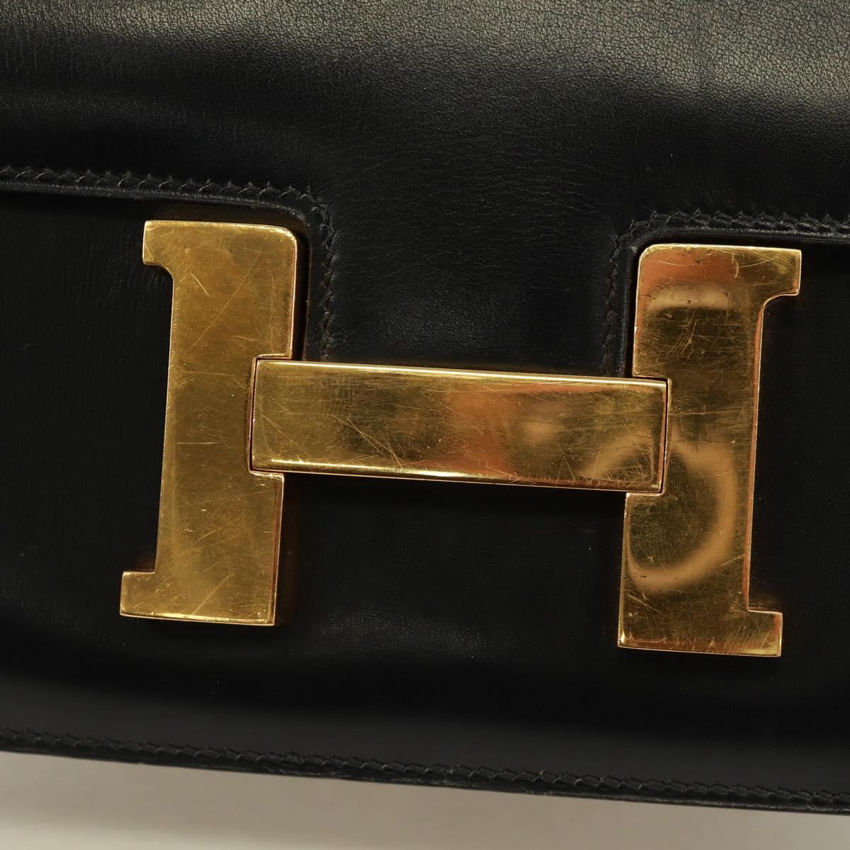 HERMES Constance 24 Shoulder Bag Bock Scarf Black Gold Auth SK006SM