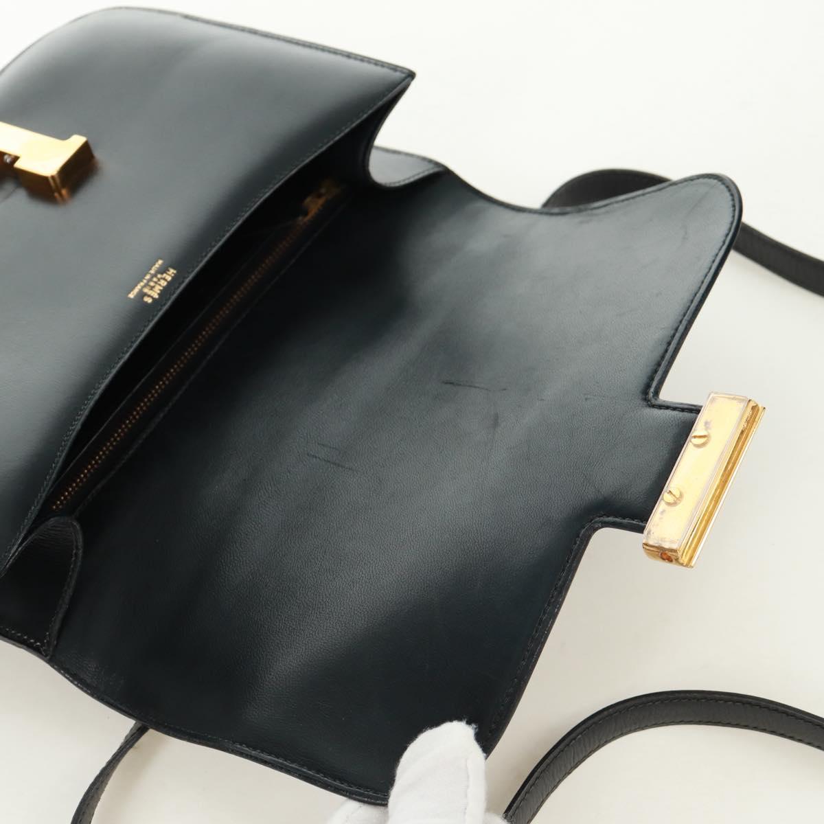 HERMES Constance 24 Shoulder Bag Bock Scarf Black Gold Auth SK006SM