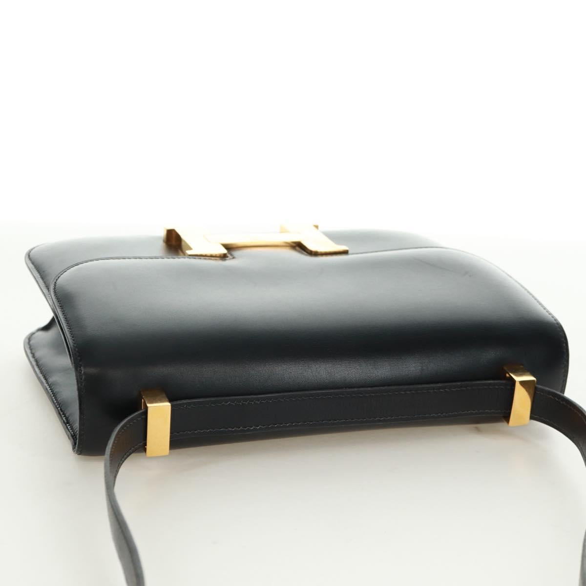 HERMES Constance 24 Shoulder Bag Bock Scarf Black Gold Auth SK006SM