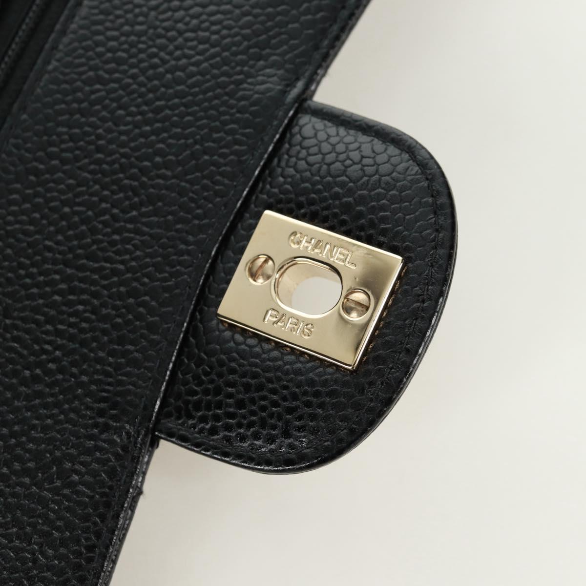 CHANEL Double Flap Double Chain Matelasse 23 Bag Caviar Skin CC Auth SK011SM