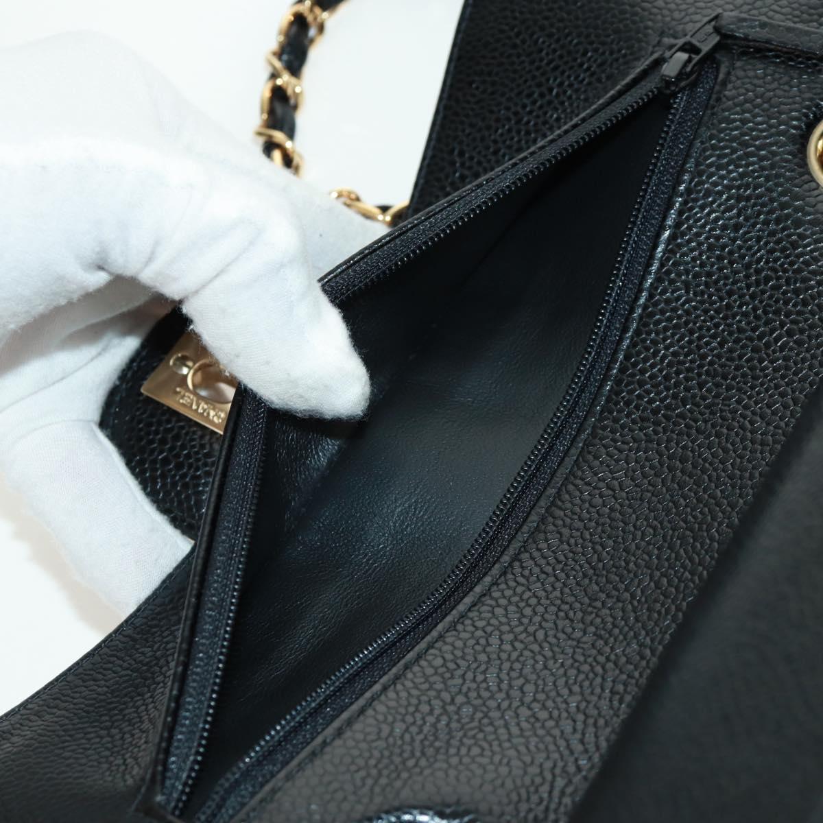 CHANEL Double Flap Double Chain Matelasse 23 Bag Caviar Skin CC Auth SK011SM