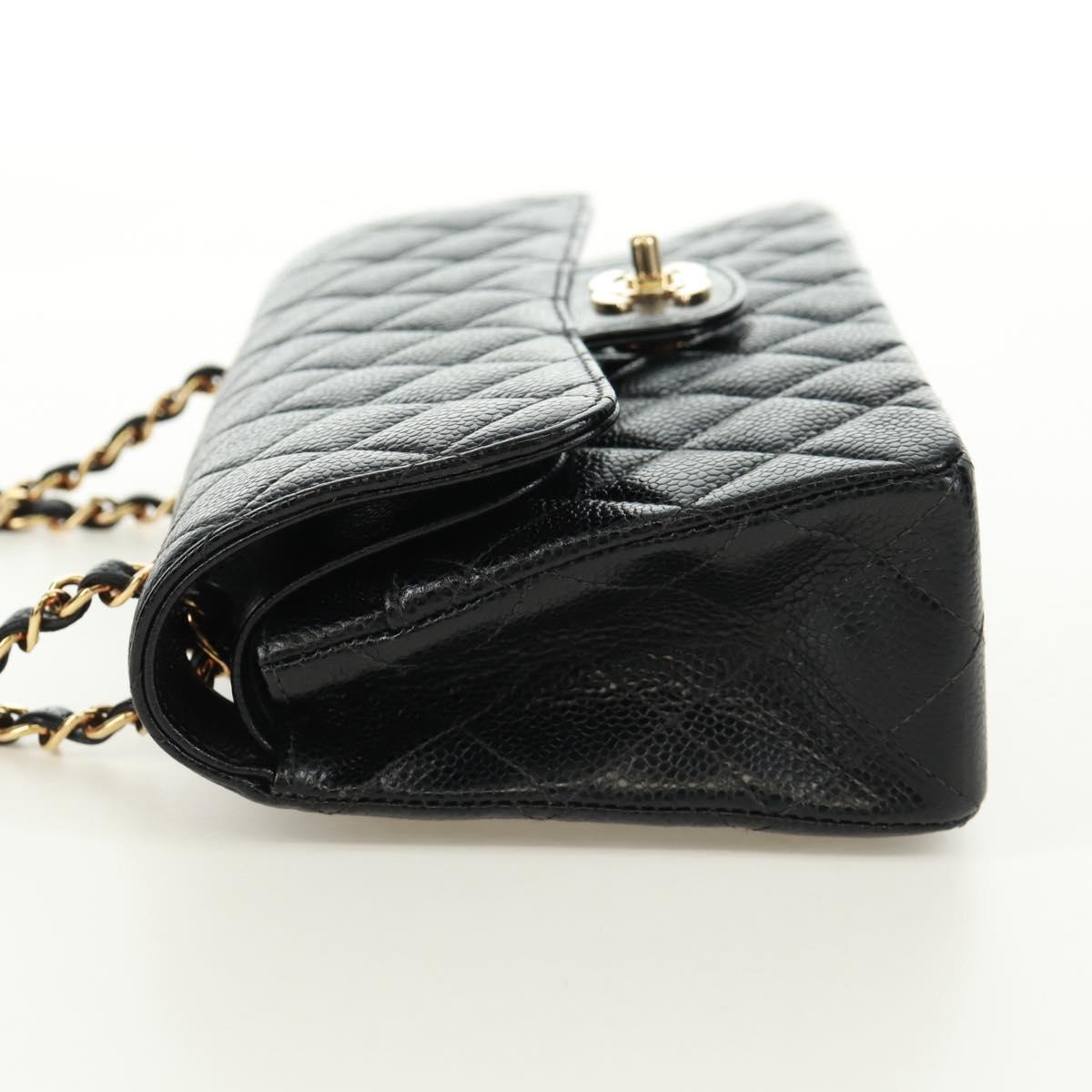 CHANEL Double Flap Double Chain Matelasse 23 Bag Caviar Skin CC Auth SK011SM