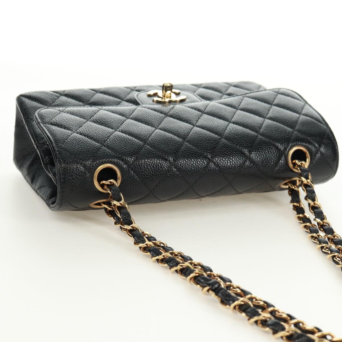 CHANEL Double Flap Double Chain Matelasse 23 Bag Caviar Skin CC Auth SK011SM