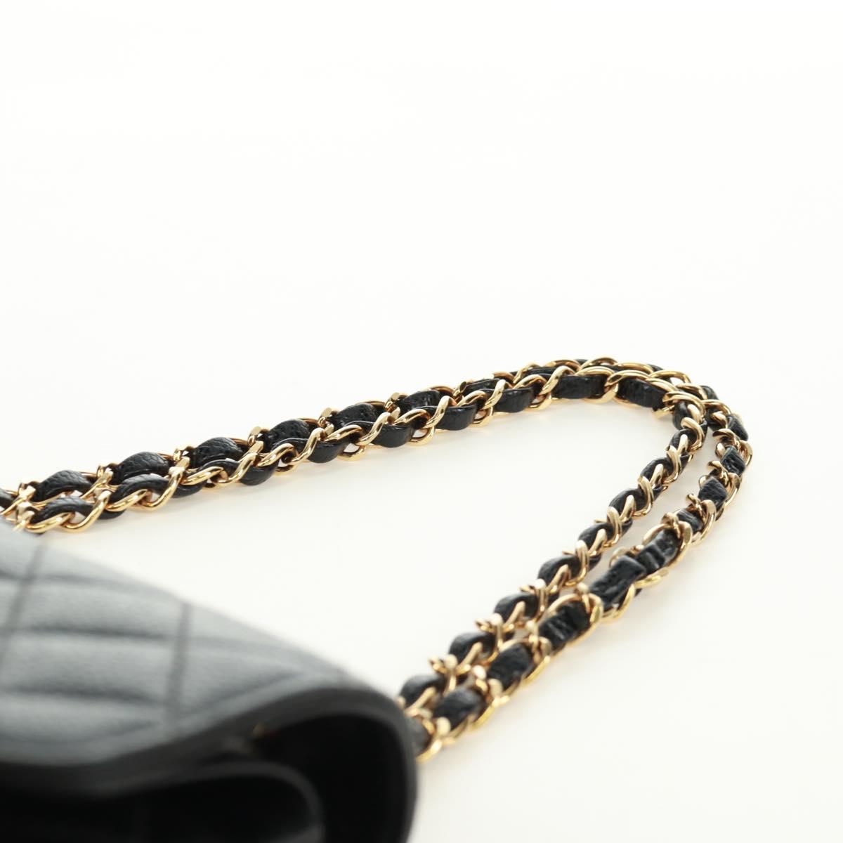 CHANEL Double Flap Double Chain Matelasse 23 Bag Caviar Skin CC Auth SK011SM