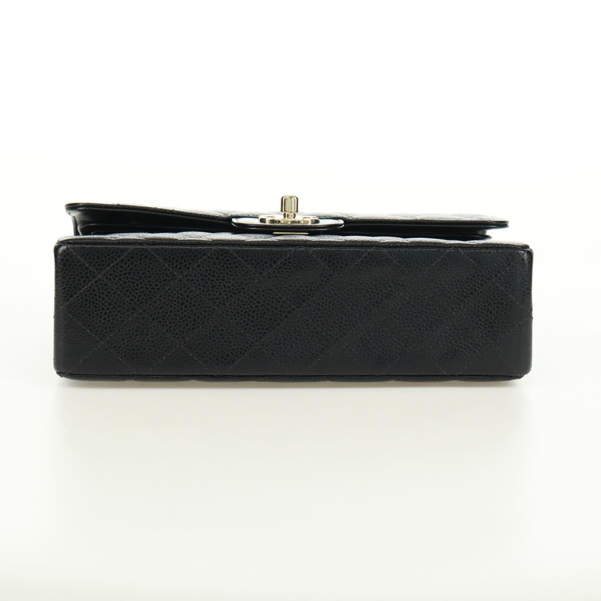 CHANEL Double Flap Double Chain Matelasse 23 Bag Caviar Skin CC Auth SK011SM