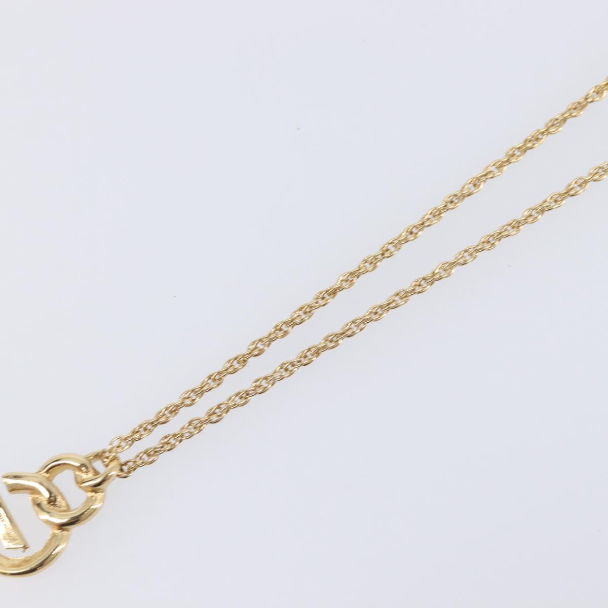 GIVENCHY Rhinestone Necklace Metal Gold Tone Auth SK142