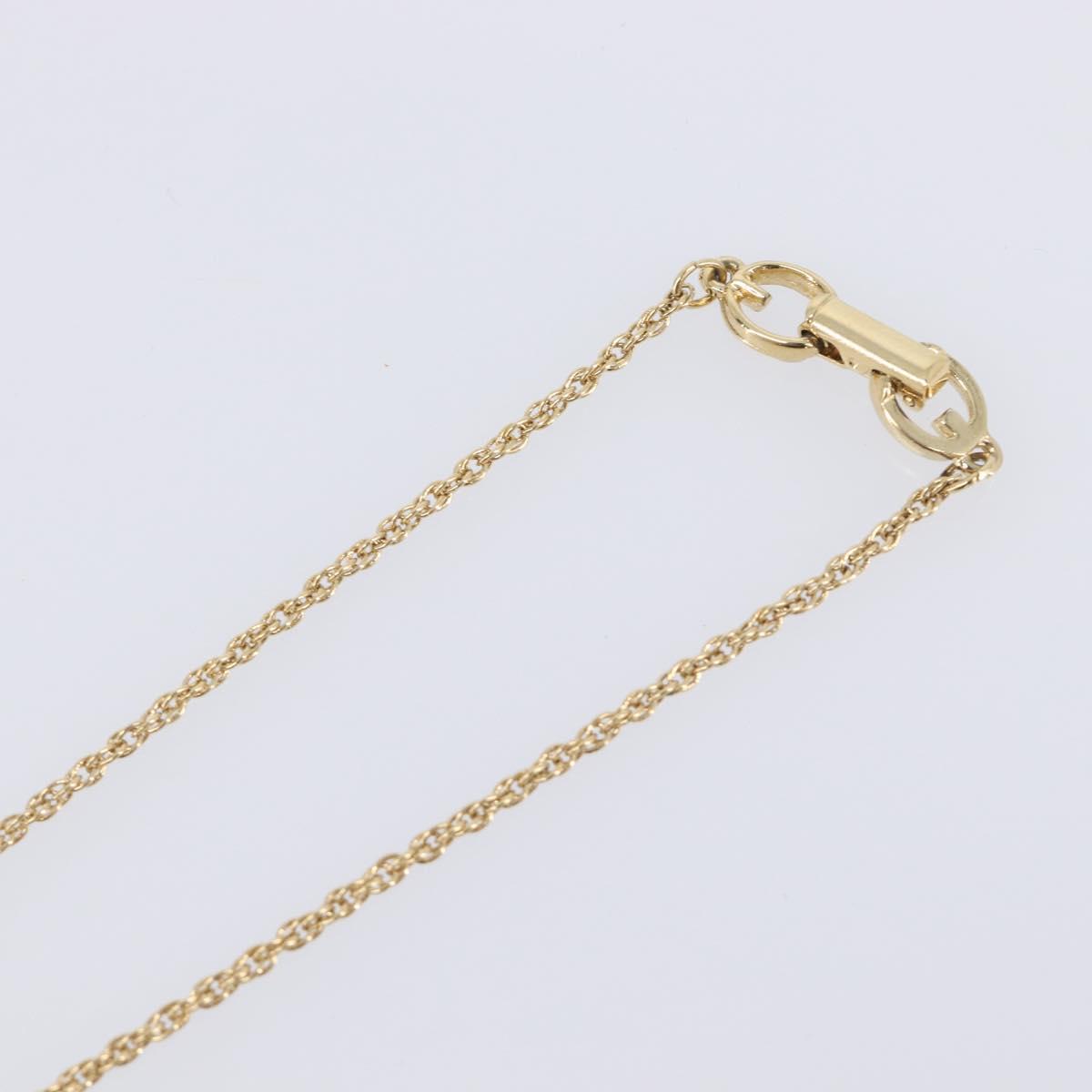 GIVENCHY Rhinestone Necklace Metal Gold Tone Auth SK142