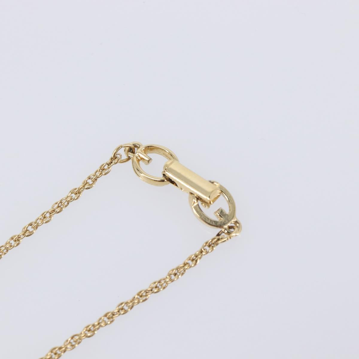 GIVENCHY Rhinestone Necklace Metal Gold Tone Auth SK142