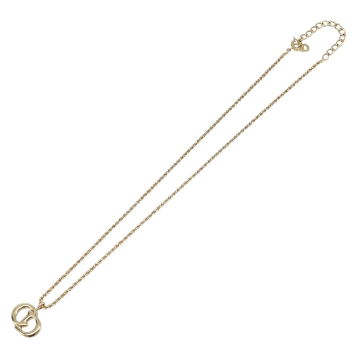 Christian Dior Necklace Metal Gold Tone Auth SK144