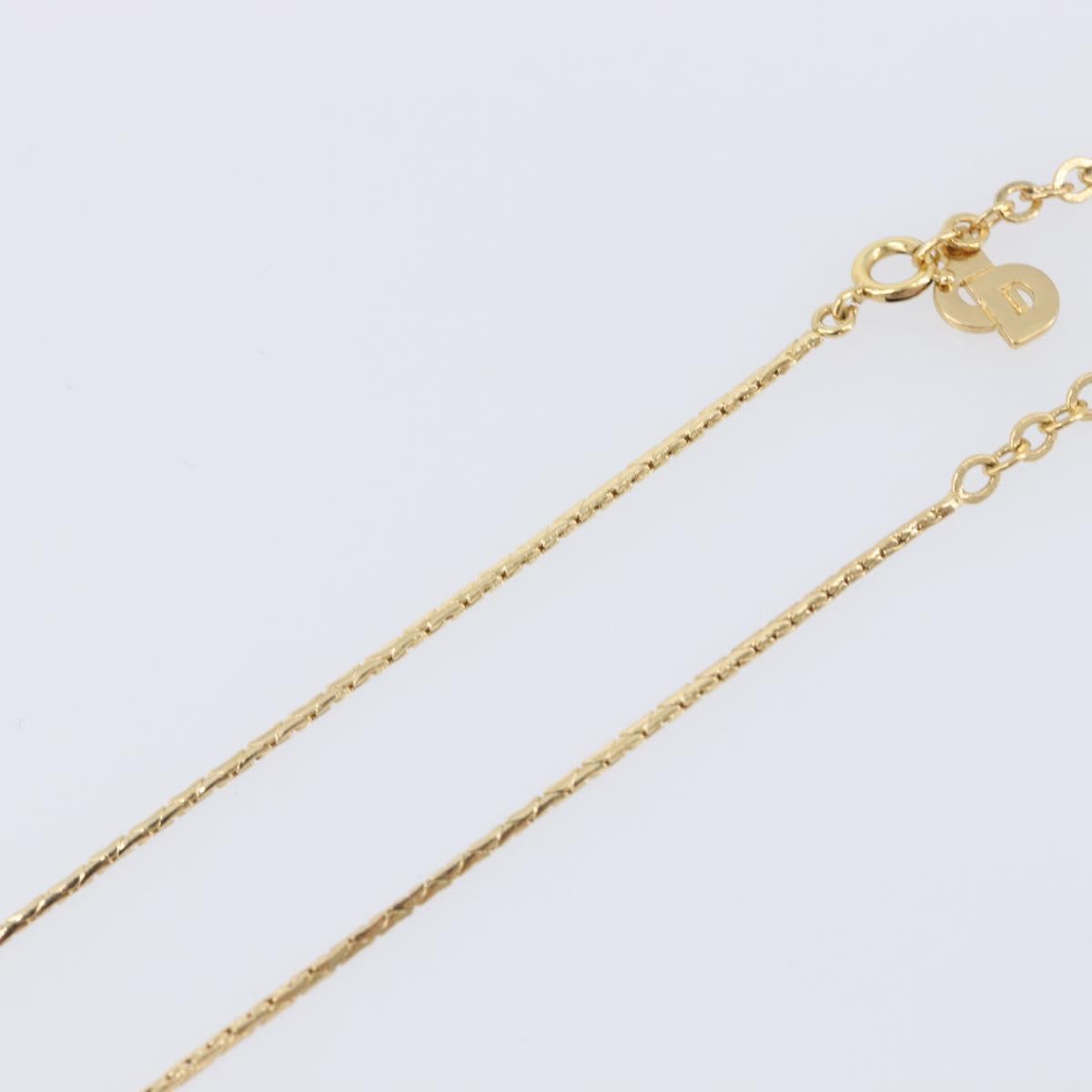 Christian Dior Necklace Metal Gold Tone Auth SK147V