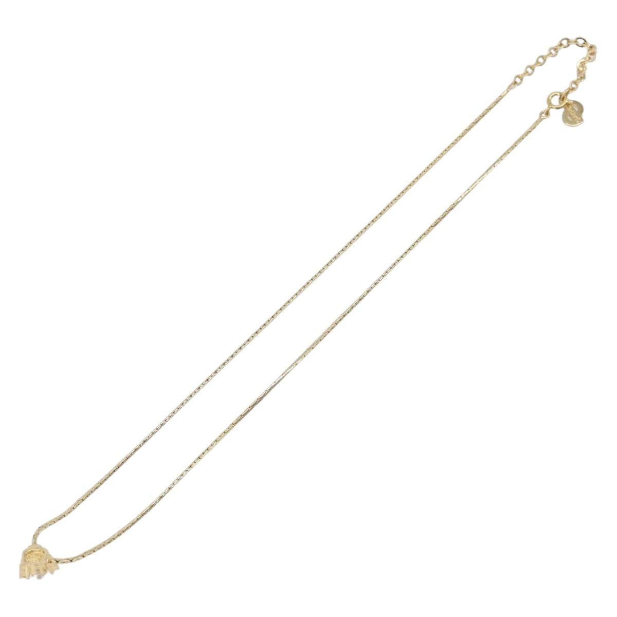 Christian Dior Necklace Metal Gold Tone Auth SK147V