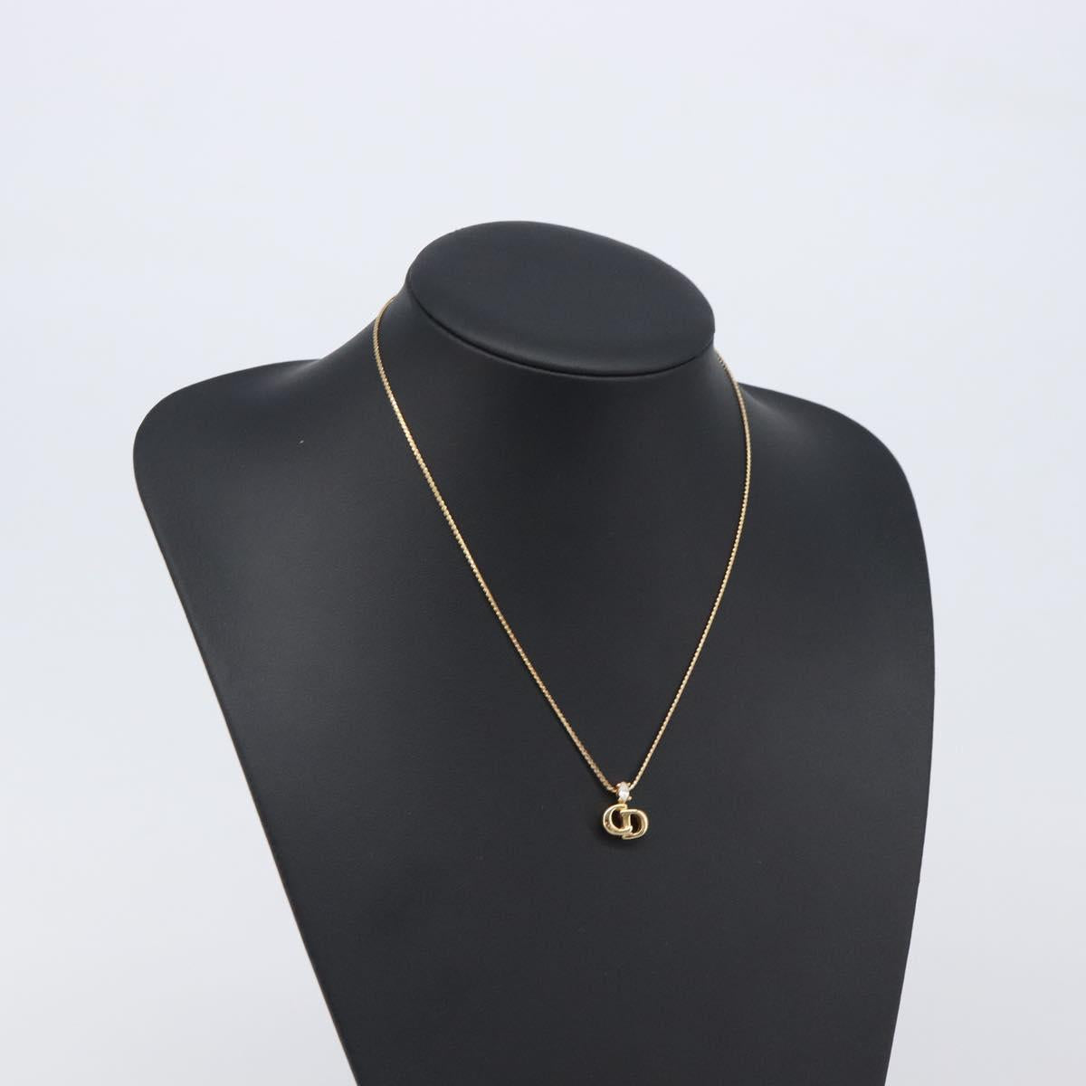 Christian Dior Necklace Metal Gold Tone Auth SK148V